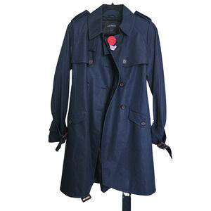 Club Monaco Women's Blue Trench Belted Chic Coat Size S